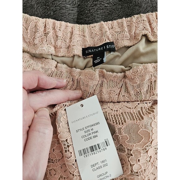 Signature Studio Pink Lace Off Shoulder Dress Size M NWT STYLE STFDK6385 - Picture 3 of 4